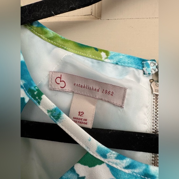 Dressbarn Green Blue White Floral Spring Cocktail Dress - Picture 6 of 14